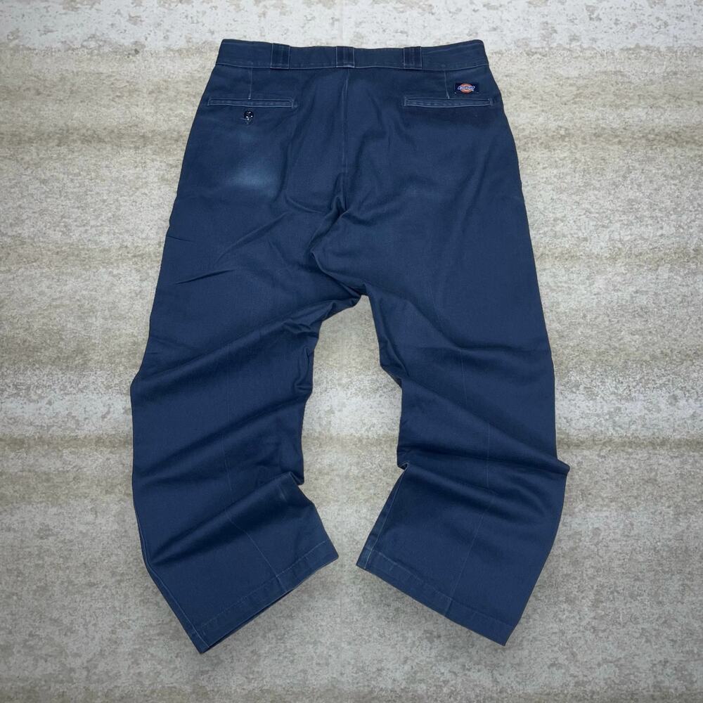 Vintage Y2K Dickies Khakis Pants 36x29 Baggy Wide Leg Fit Navy Blue Flat Front